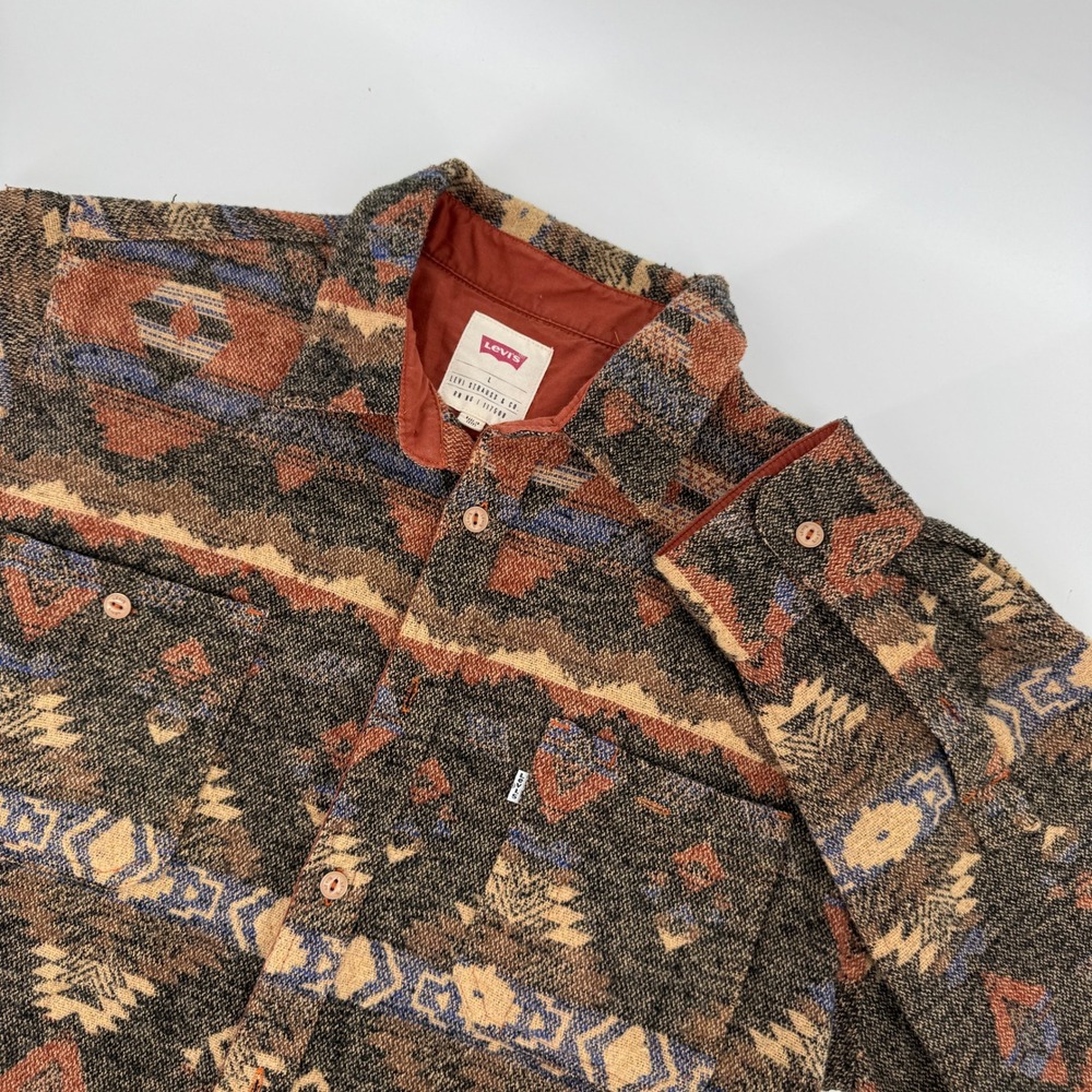 Levi's Multicolor Aztec-Pattern Lightweight Shirt Jacket - Brown Rust Blue - Picture 2 of 11